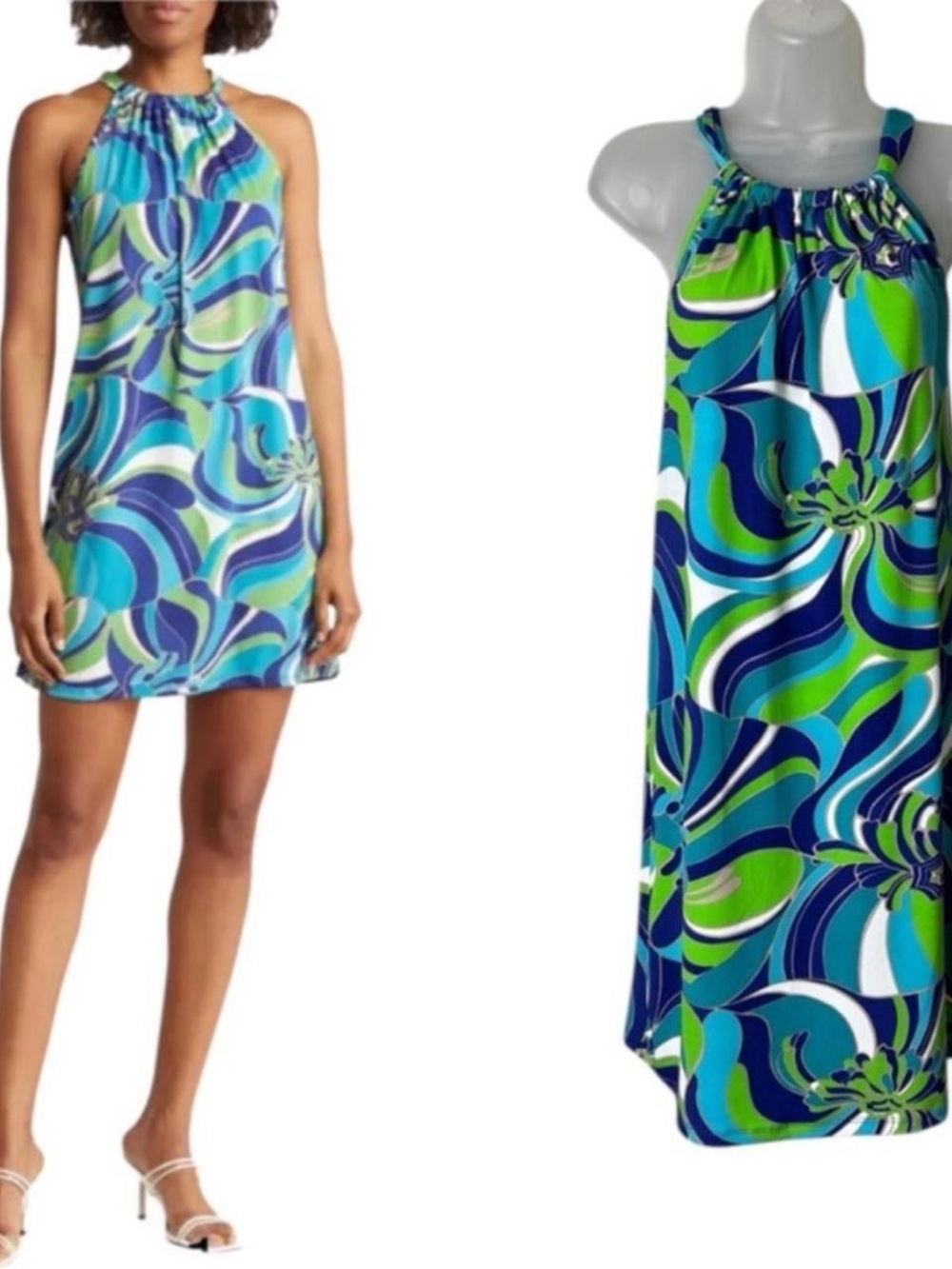 Trina Turk Juju Abstract Design Halter Dress